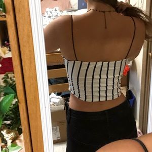 black and white striped crop top